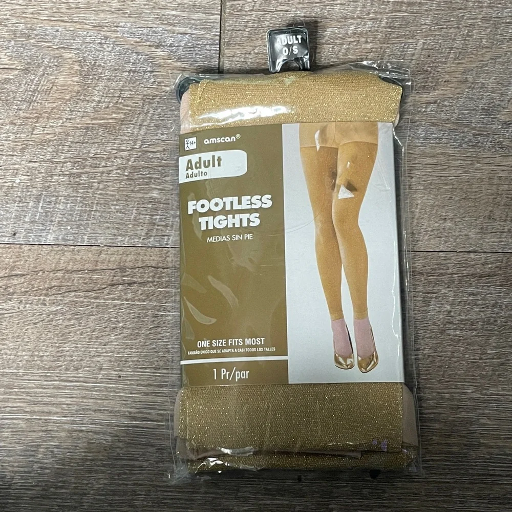 NWT Amscan Shimmery Metallic Footless Tights
